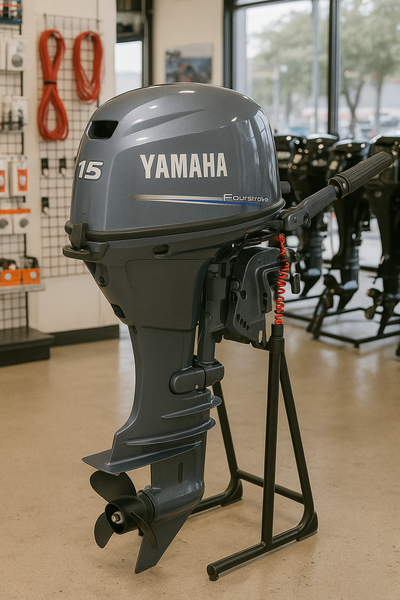 Image of Yamaha 15 HP Outboard – Electric Start, Tiller Steering, Short Shaft, 4-Stroke, Lightweight, Brand New | F15SEHA