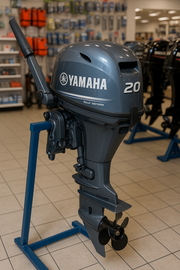 Image of Yamaha 20 HP Outboard – Manual Start, Tiller Steering, Long Shaft, 4-Stroke, Lightweight, Brand New | F20LMHB