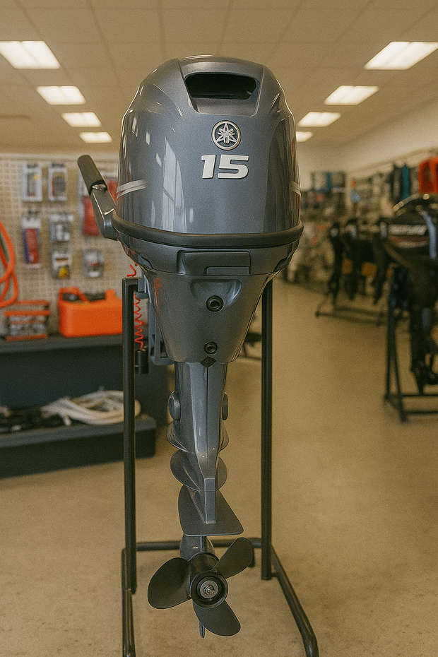 Image of Yamaha 15 HP Outboard – Electric Start, Tiller Steering, Short Shaft, 4-Stroke, Lightweight, Brand New | F15SEHA